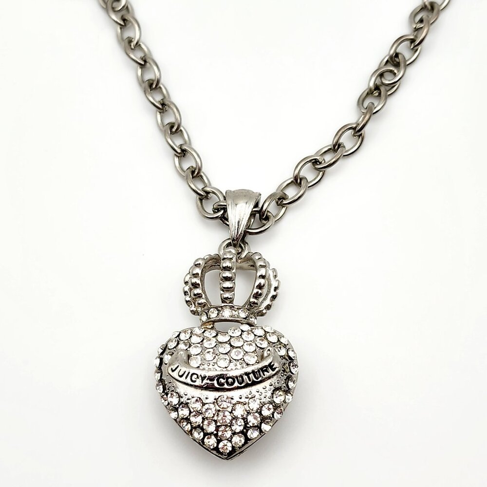 Juicy Couture Puffy Heart and Crown Pave-Style Toggle Necklace